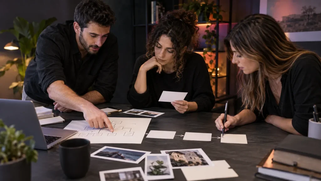 צוות שיווק בוחן מבנה אתר, שאלות לקוחות ומסלול יצירת קשר